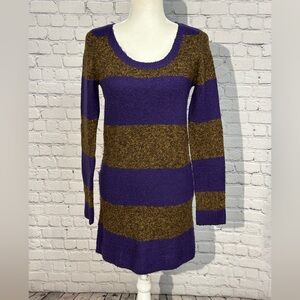 Arizona Jean Company Striped Long Sleeve Dress in Purple and Brown